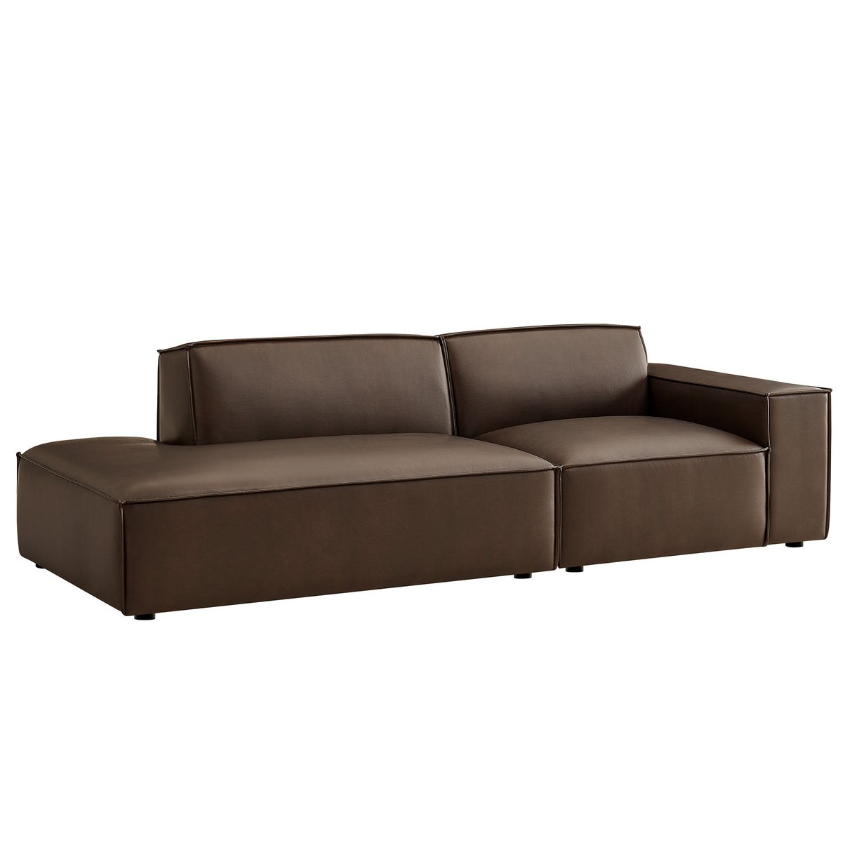 Restore 2-Piece Vegan Leather Modular Loveseat – Espresso (Alt Chaise + Armchair Version)