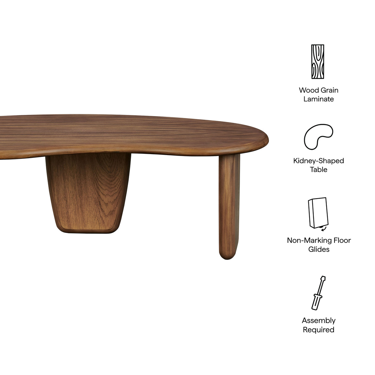Vetra Kidney-Shaped Free Coffee Table by Modway