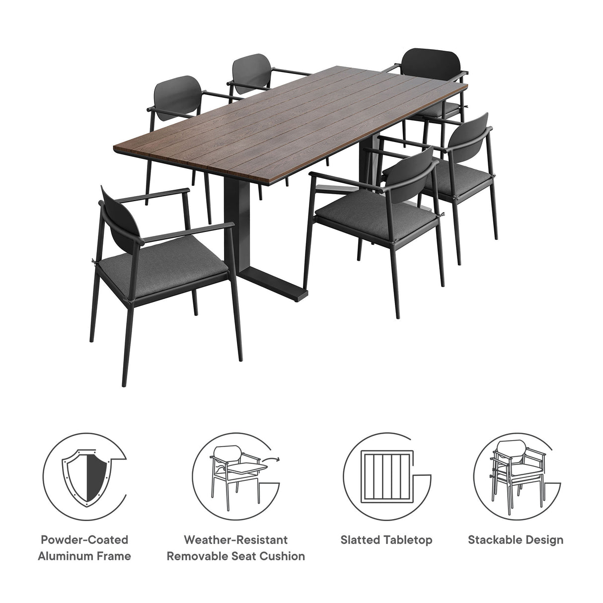 Aeris 7-Piece Outdoor Patio Aluminum Dining Set by Modway