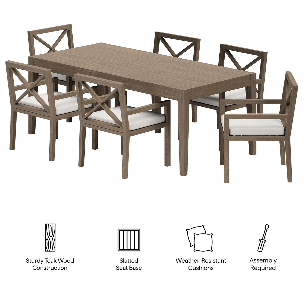 Northlake 7-Piece Outdoor Patio Teak Wood Dining Set by Modway