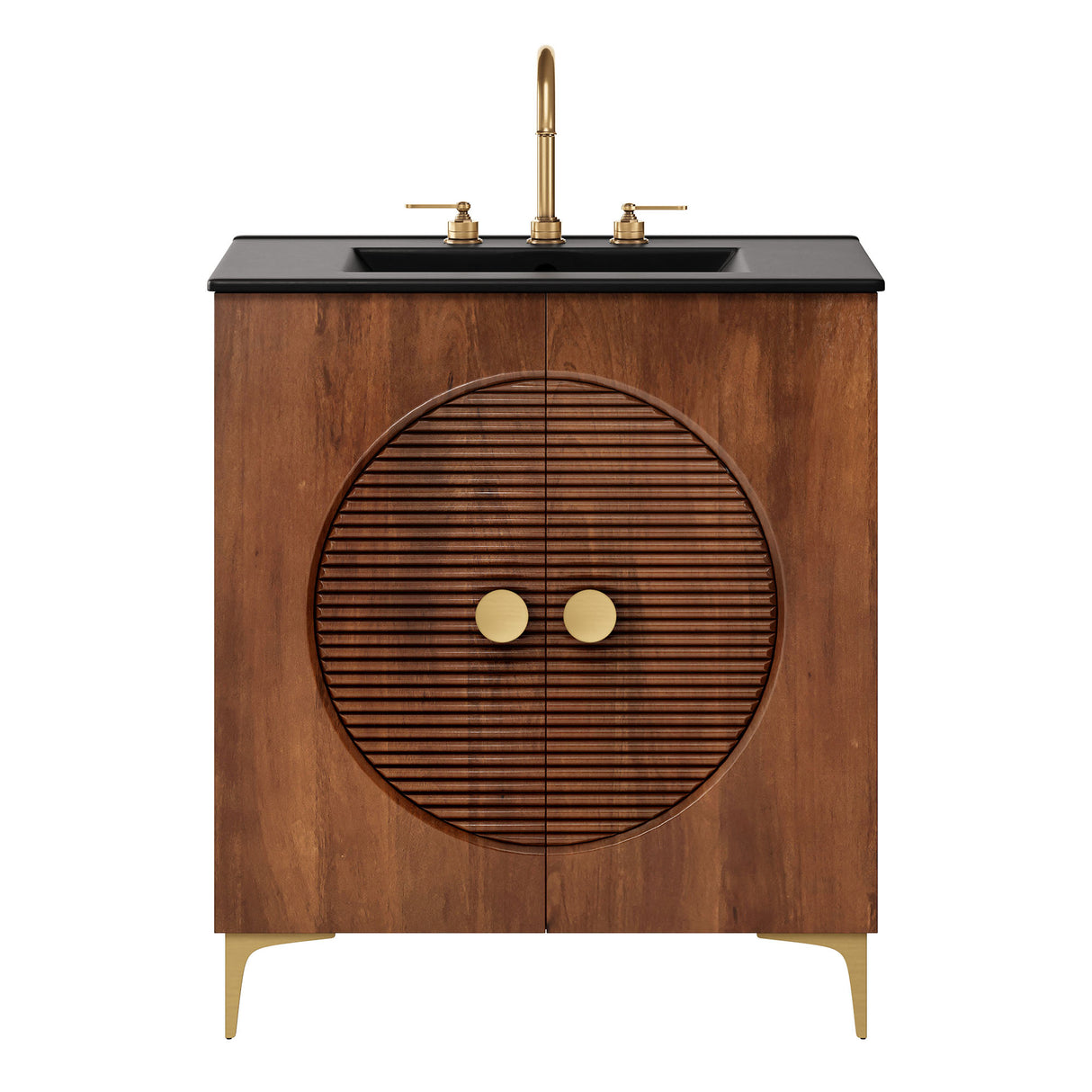 Vernon 30" Fluted Wood Bathroom Vanity Cabinet with Sink