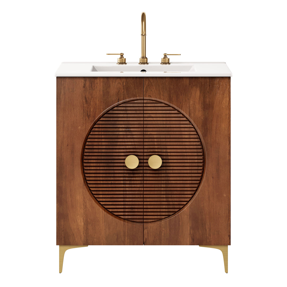 Vernon 30" Fluted Wood Bathroom Vanity Cabinet with Sink