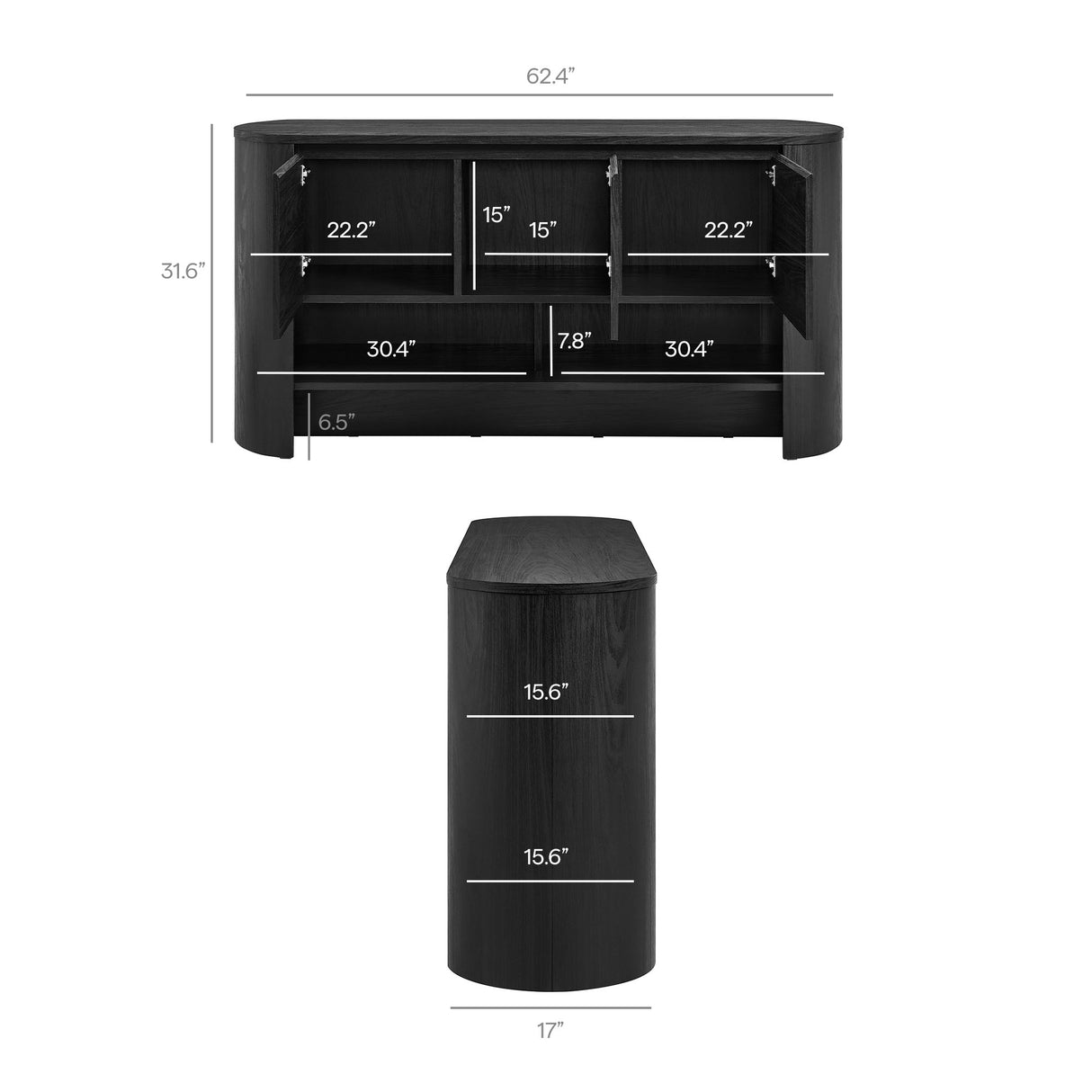 Duval 62 Inch Oval Sideboard by Modway