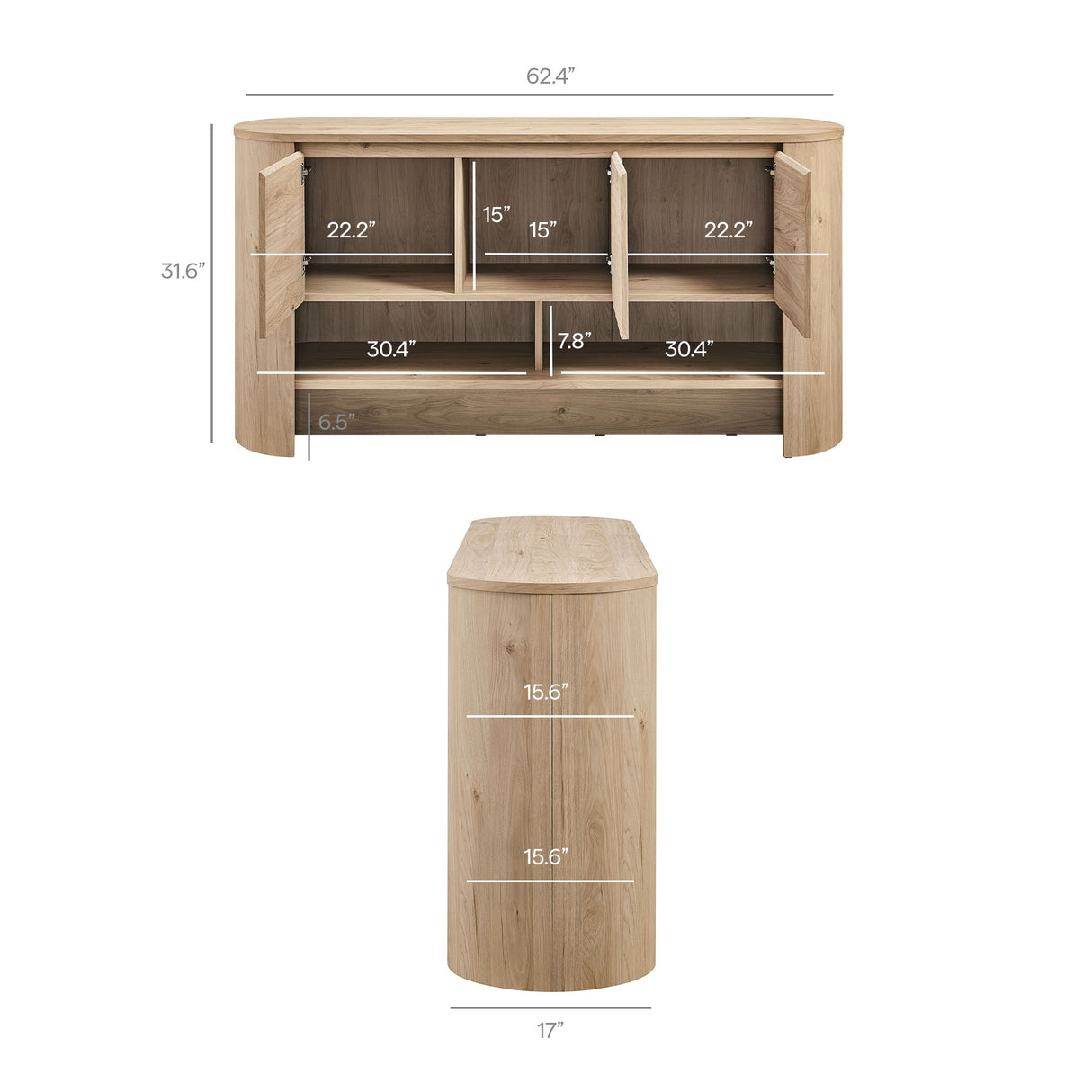 Duval 62 Inch Oval Sideboard by Modway