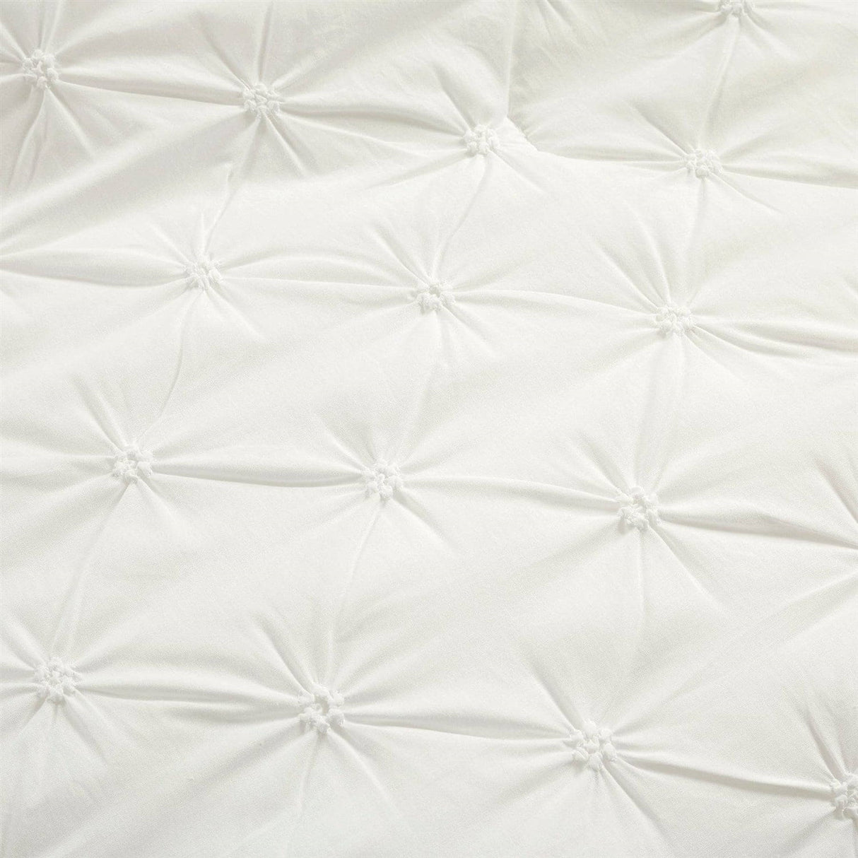 King Size Soft Pleated Cotton 3 Piece Comforter Set White
