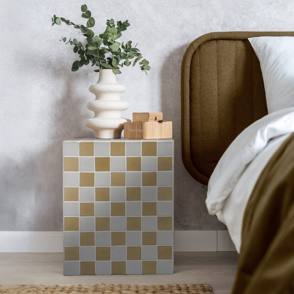 Callista 18" Modern Bohemian Ceramic Tiled Rectangle End Table