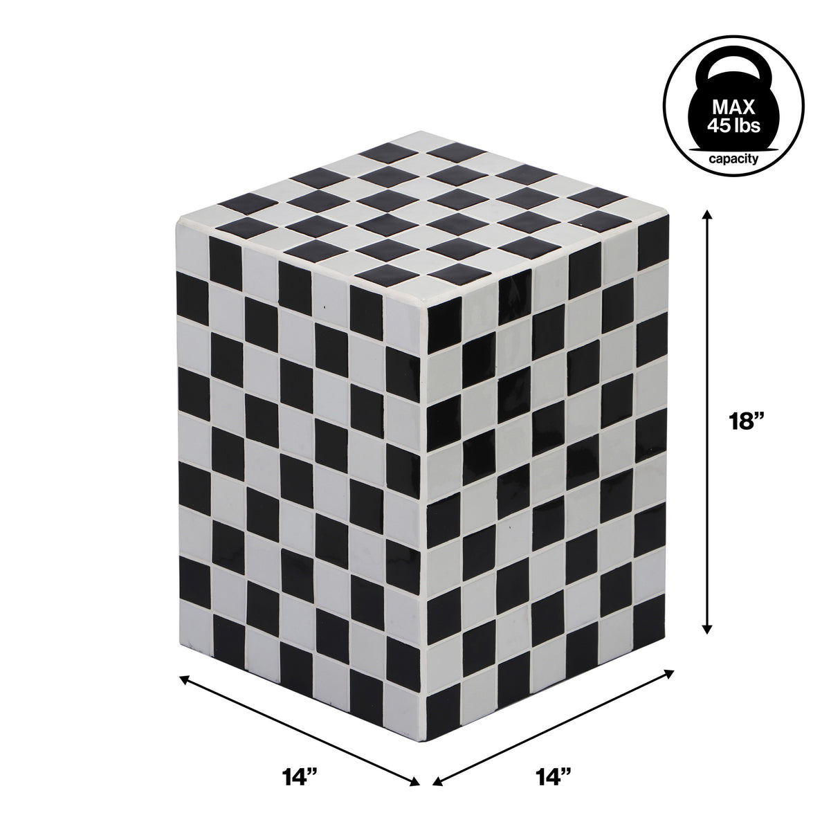 Callista 18" Modern Bohemian Ceramic Tiled Rectangle End Table