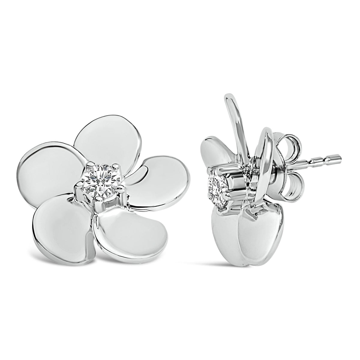 10K Gold 1/3 Cttw Lab Grown Diamond Flower Petal Stud Earrings