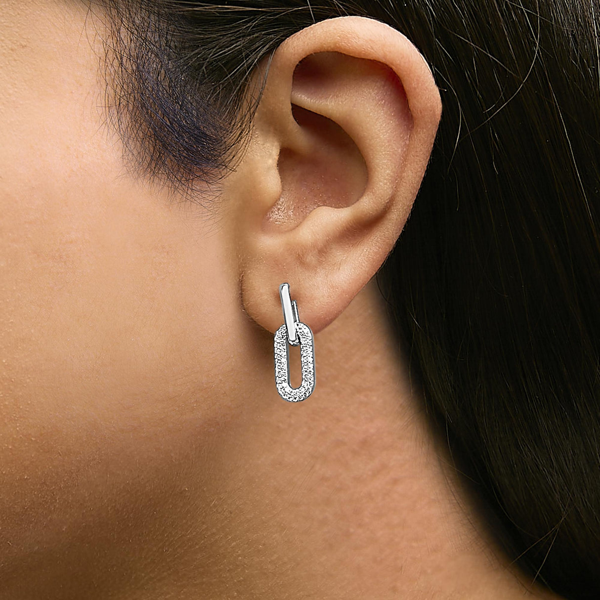 10K Gold 1/2 Cttw Lab Grown Diamond Dangling Paperclip Drop Earrings