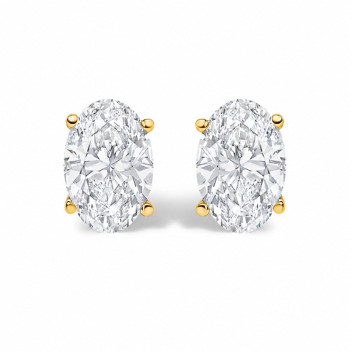 14K White Gold 1.00 Cttw Lab Grown Oval Solitaire Diamond Stud Earrings