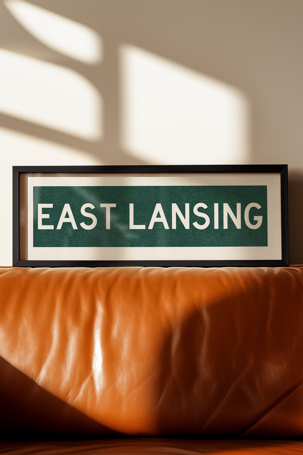 Framed East Lansing Green Bus Scroll