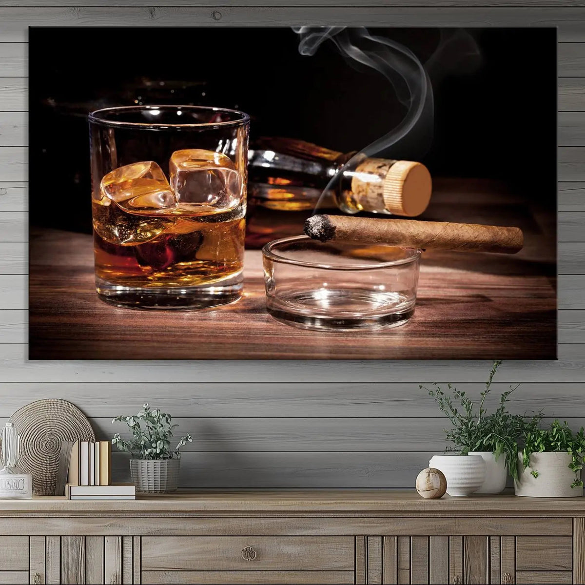 Elegant Whiskey Art Canvas Print Whiskey Printing Cuban