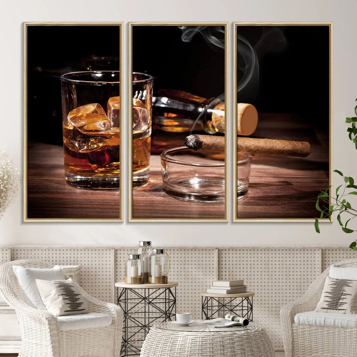 Elegant Whiskey Art Canvas Print Whiskey Printing Cuban