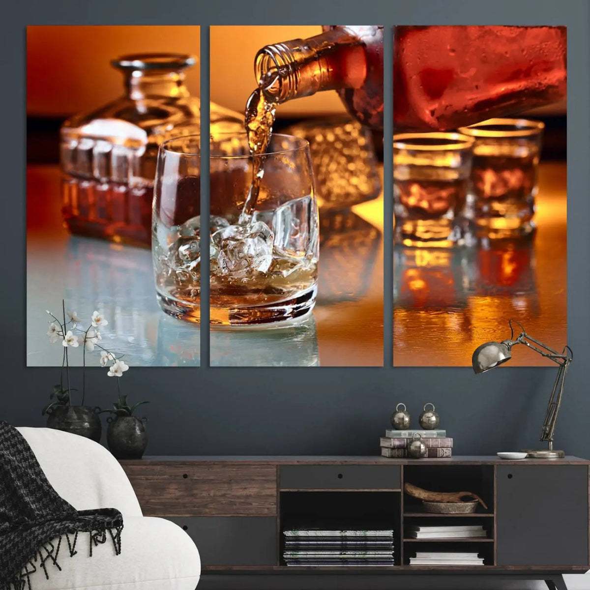 Elegant Whiskey Canvas Wall Art Print Scotch Art Bourbon Art