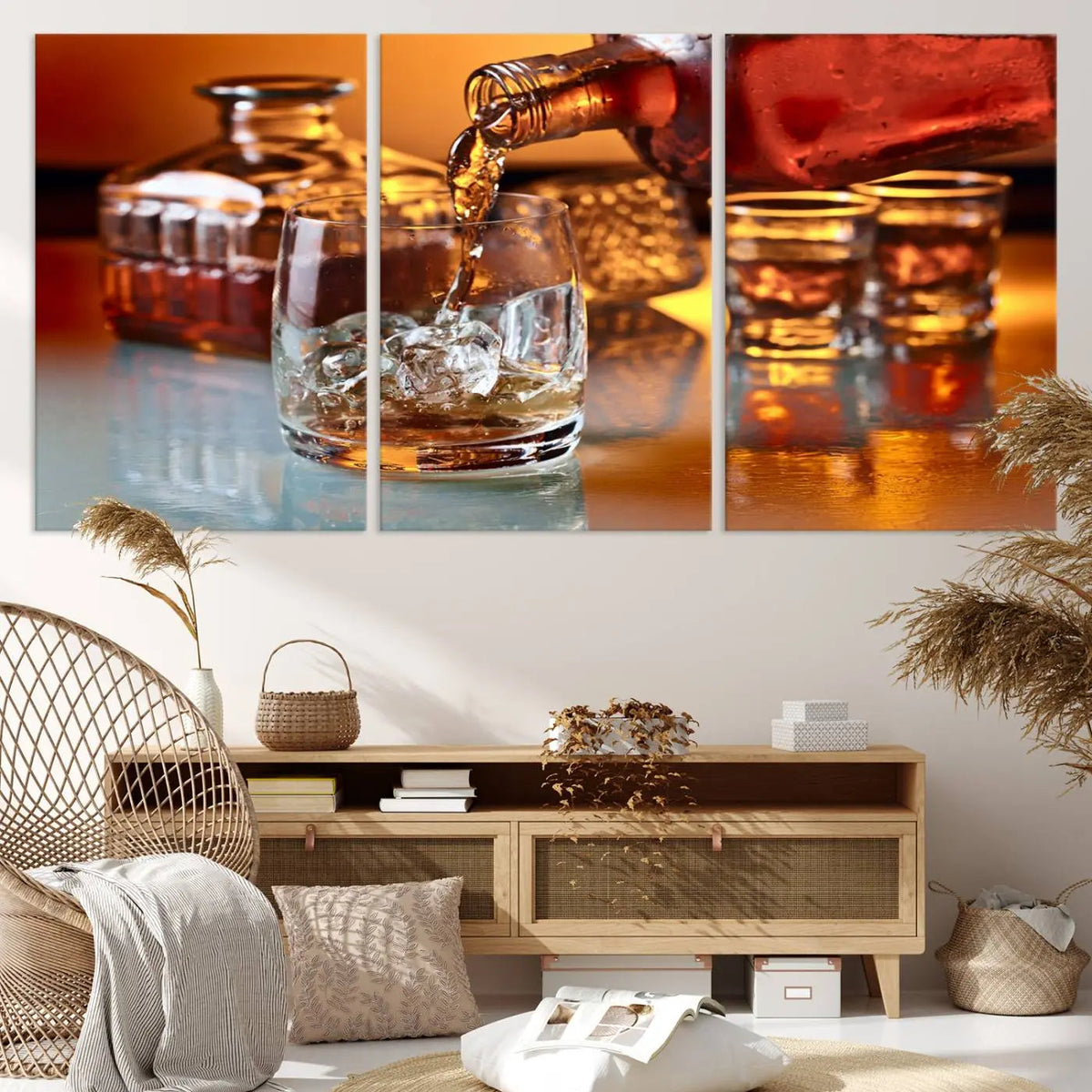 Elegant Whiskey Canvas Wall Art Print Scotch Art Bourbon Art
