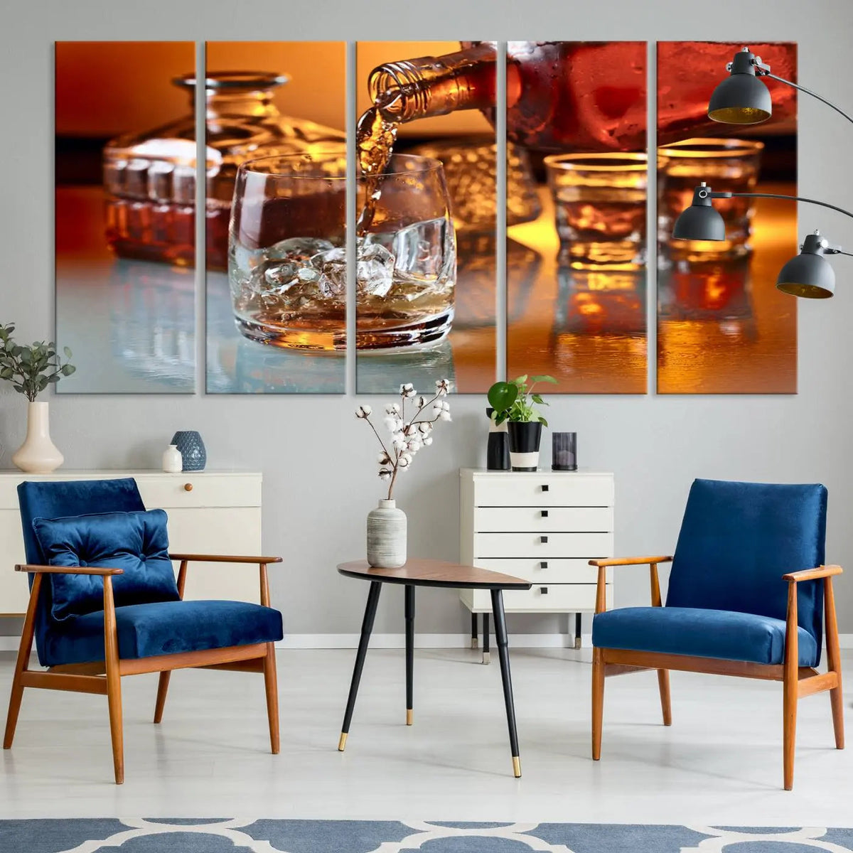 Elegant Whiskey Canvas Wall Art Print Scotch Art Bourbon Art