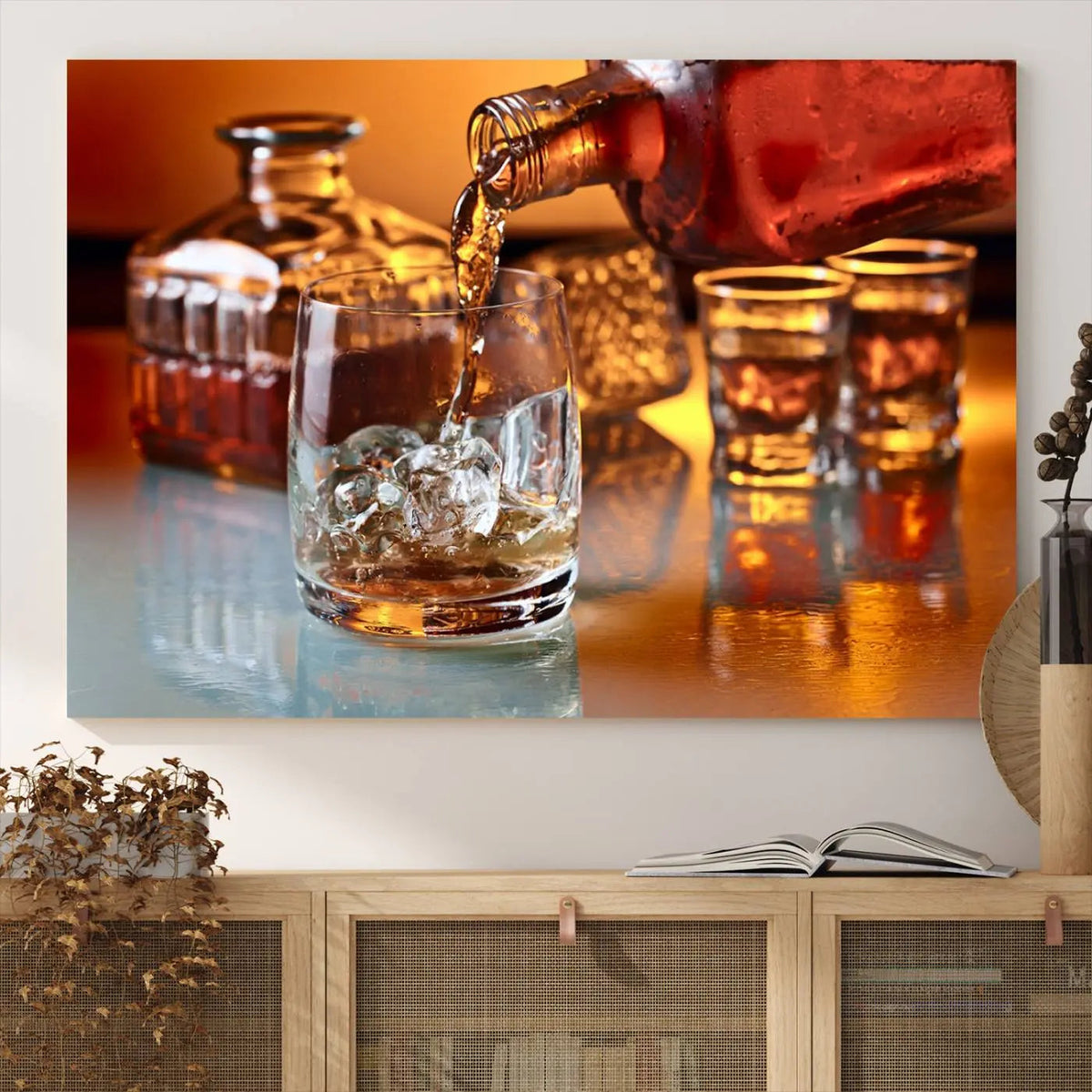 Elegant Whiskey Canvas Wall Art Print Scotch Art Bourbon Art