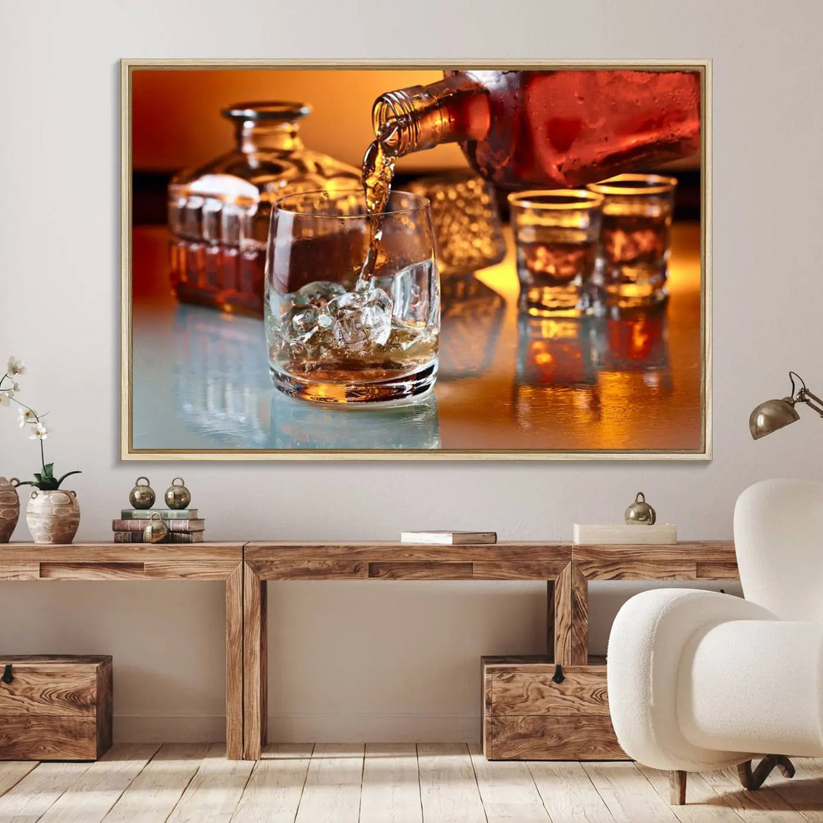 Elegant Whiskey Canvas Wall Art Print Scotch Art Bourbon Art
