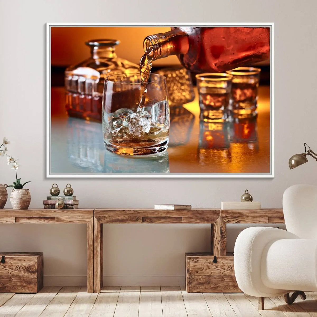 Elegant Whiskey Canvas Wall Art Print Scotch Art Bourbon Art