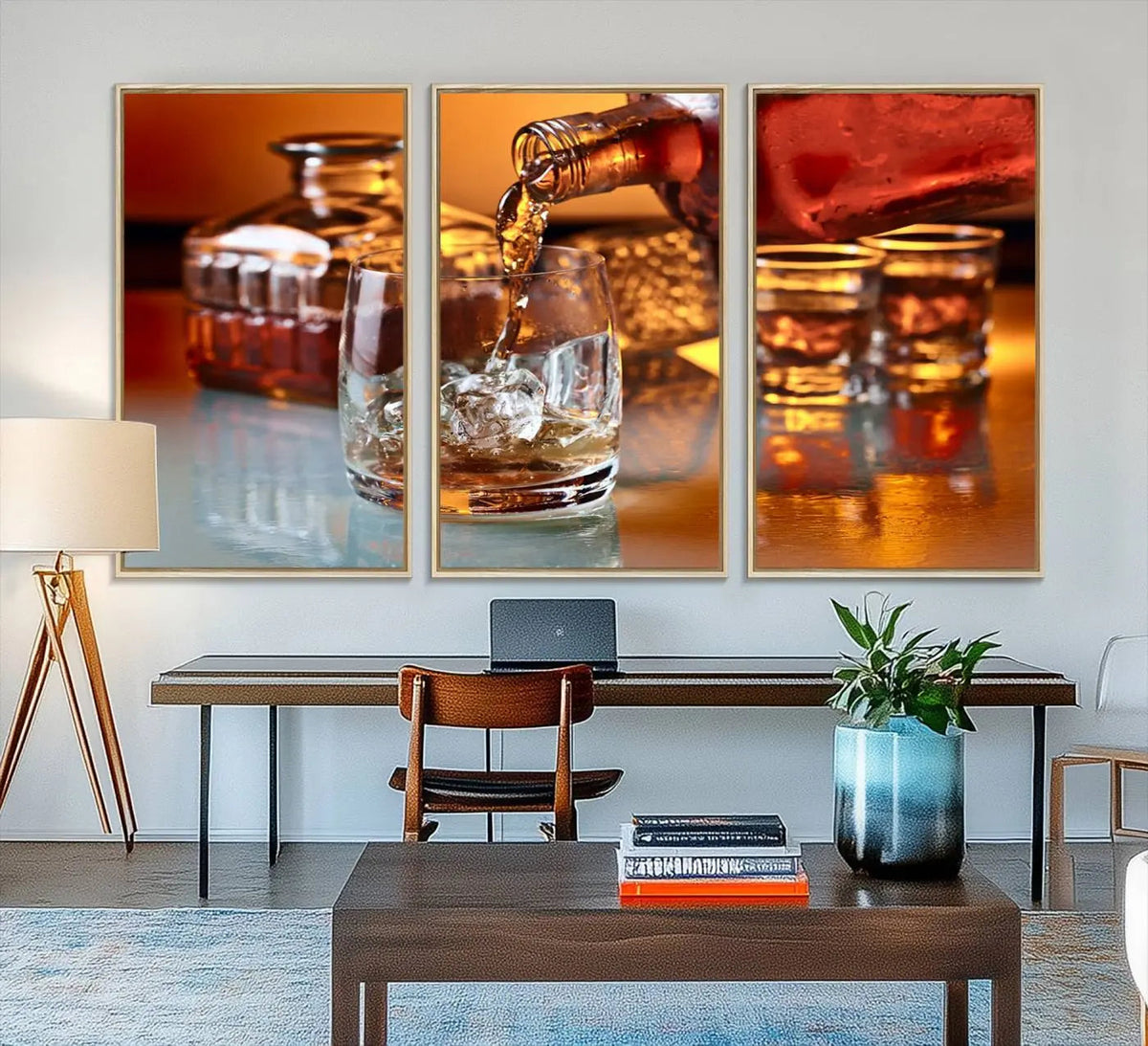 Elegant Whiskey Canvas Wall Art Print Scotch Art Bourbon Art