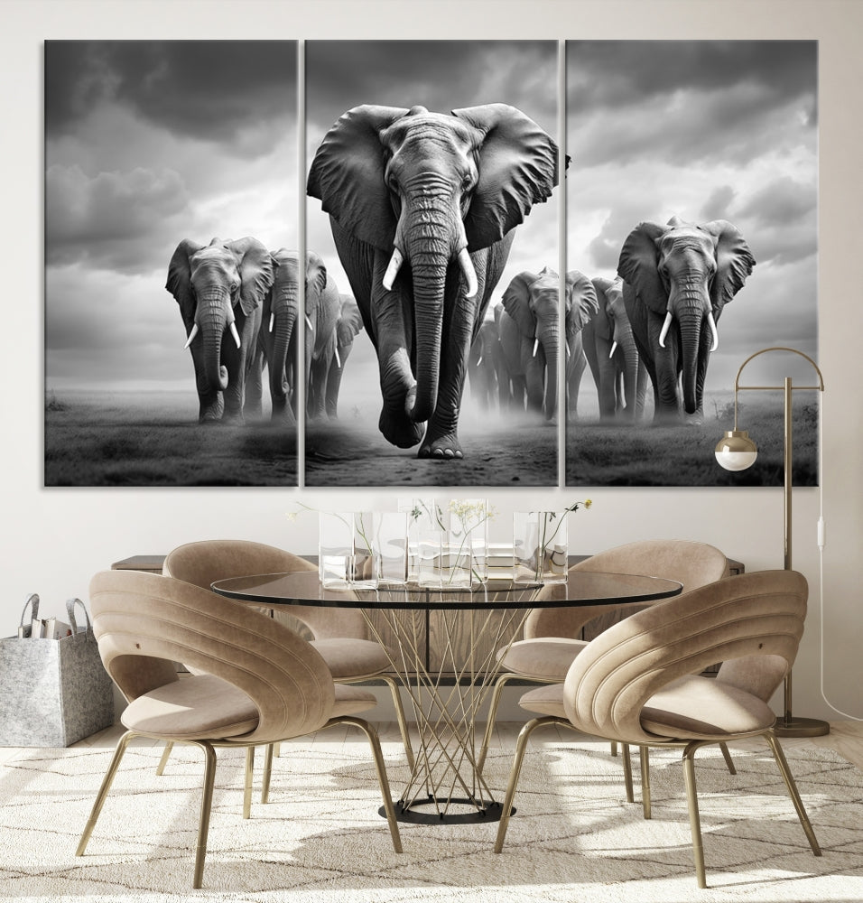 Elephant Family Wall Art Canvas Print, Framed Elephant Wall