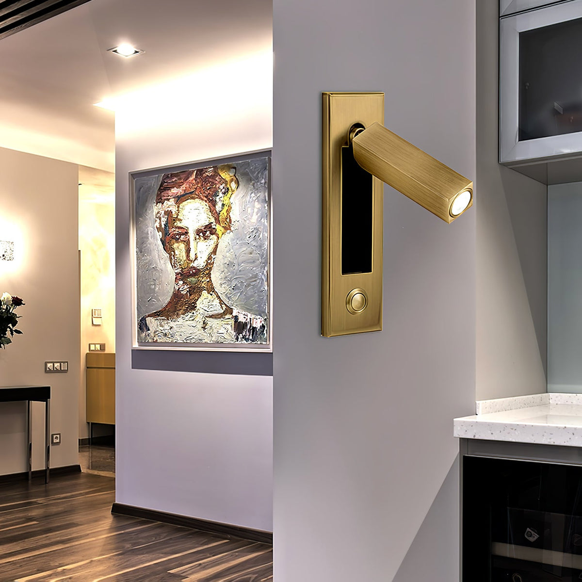 Recessed Folding Bedside Wall Sconce with Warm LED | Flush Reading Light for Bedrooms
