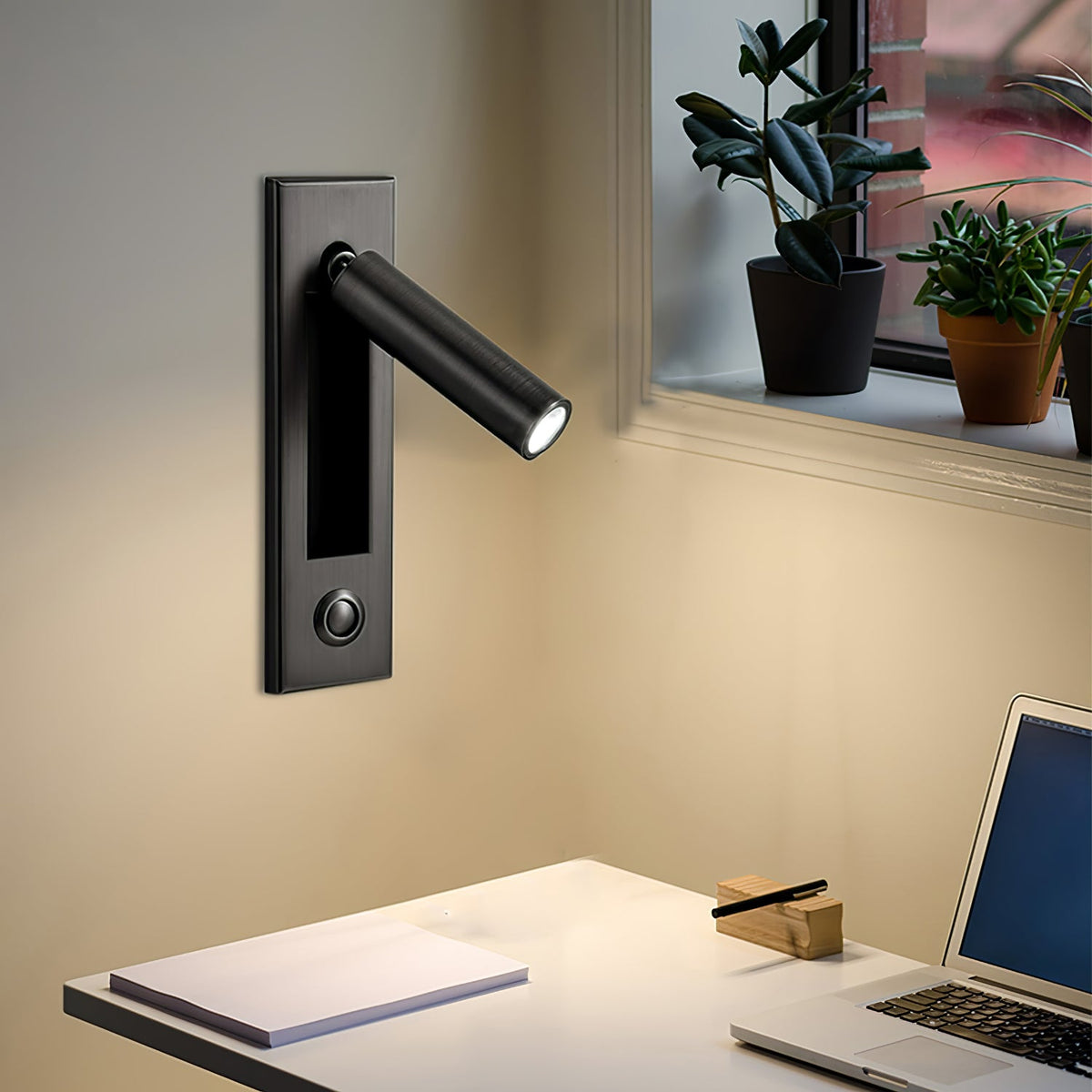 Recessed Folding Bedside Wall Sconce with Warm LED | Flush Reading Light for Bedrooms