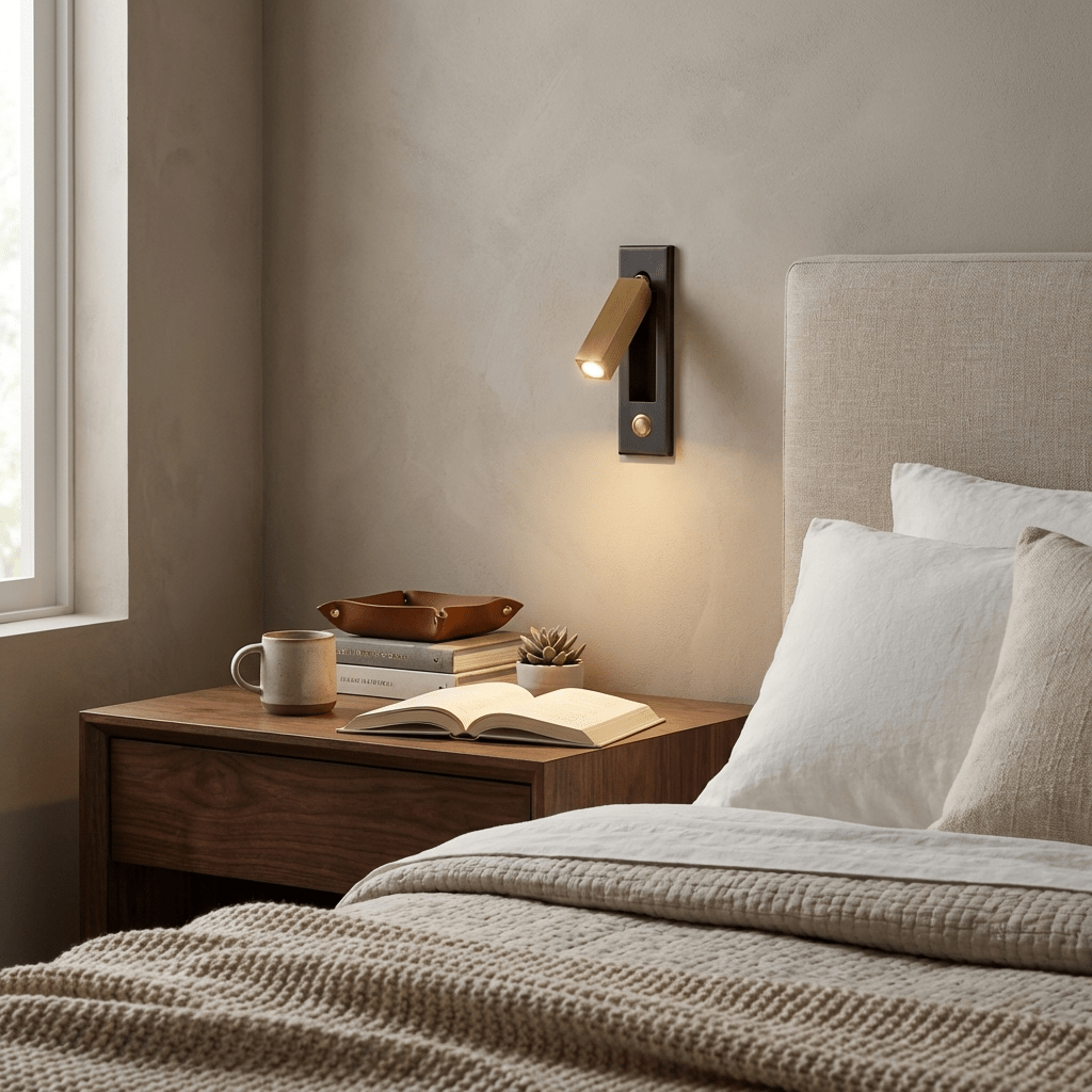 Recessed Folding Bedside Wall Sconce with Warm LED | Flush Reading Light for Bedrooms