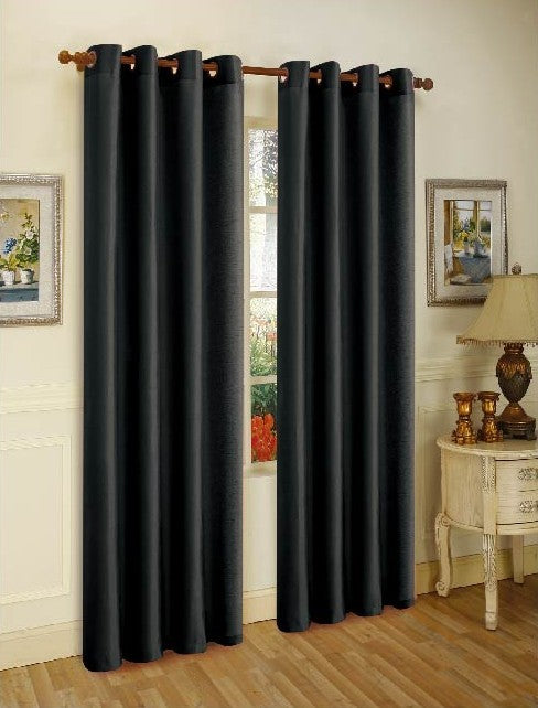 J&V Textiles 2 Panels Solid Grommet Faux Silk Window Curtain Drapes Treatment in 84" Length