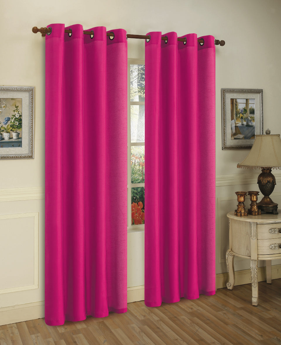 J&V Textiles 2 Panels Solid Grommet Faux Silk Window Curtain Drapes Treatment in 84" Length