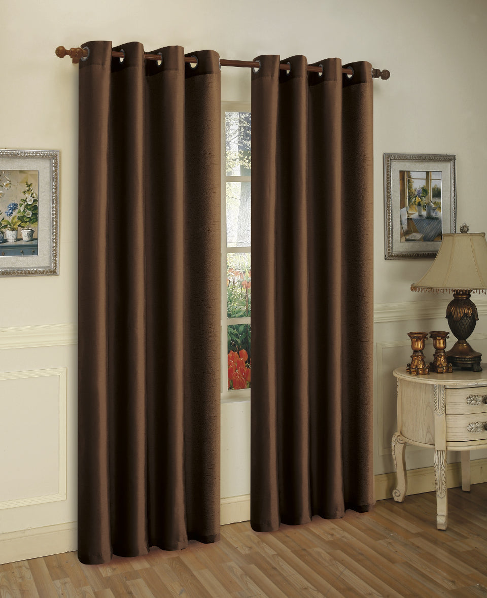 J&V Textiles 2 Panels Solid Grommet Faux Silk Window Curtain Drapes Treatment in 84" Length