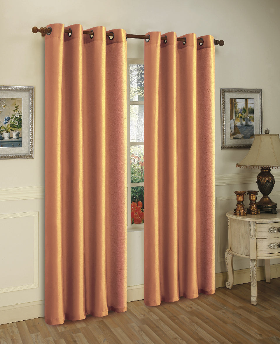 J&V Textiles 2 Panels Solid Grommet Faux Silk Window Curtain Drapes Treatment in 84" Length