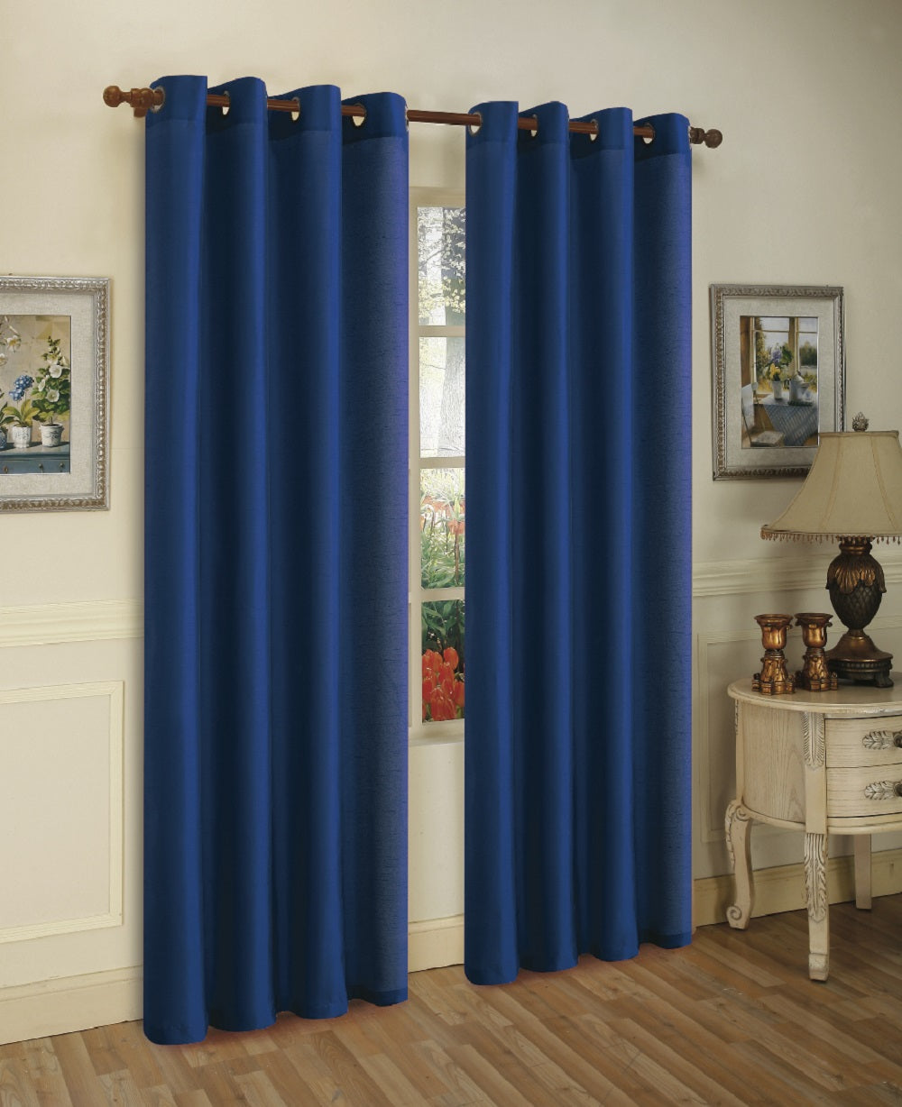 J&V Textiles 2 Panels Solid Grommet Faux Silk Window Curtain Drapes Treatment in 84" Length