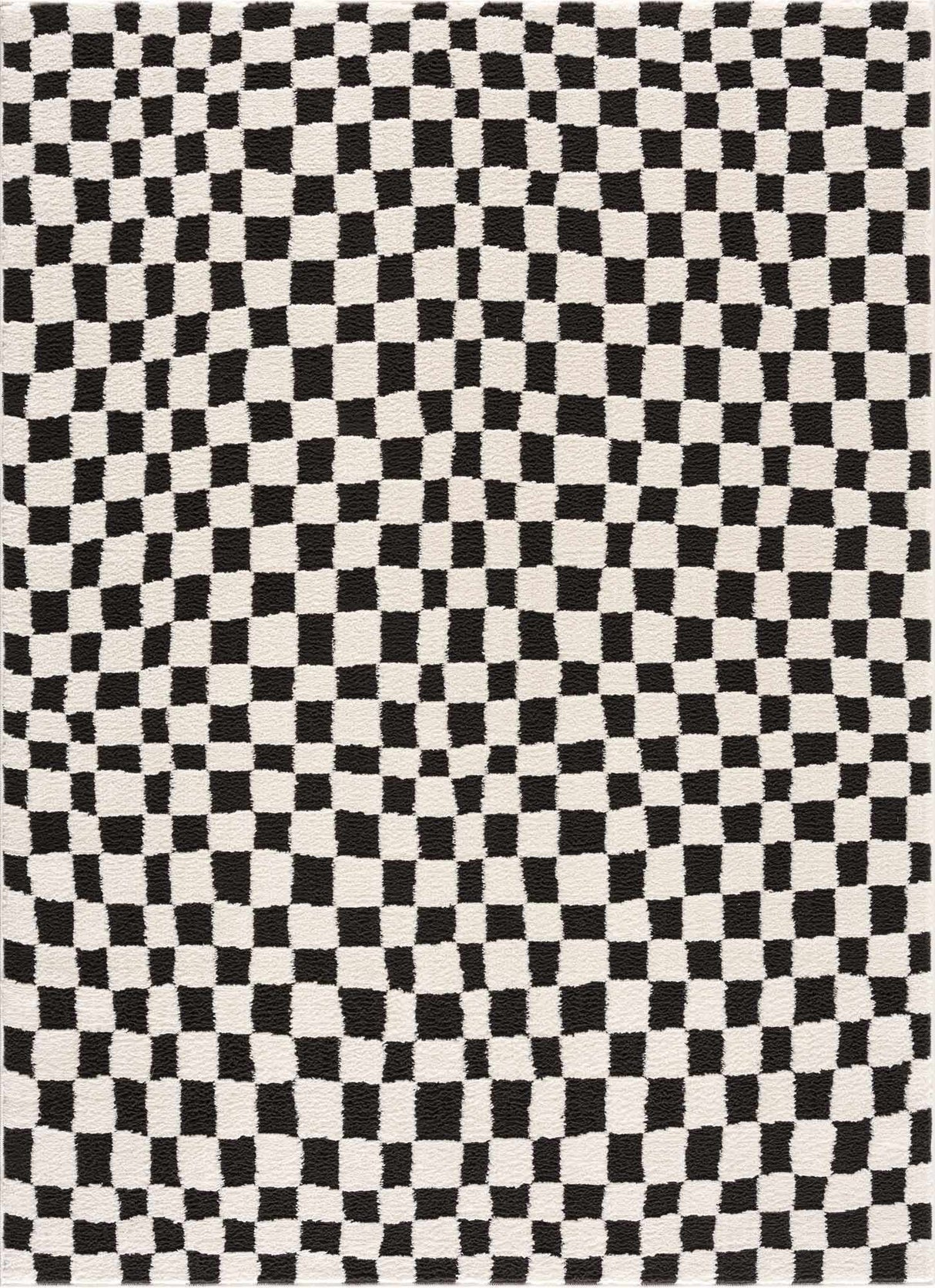 Lajos Black & White Checkered Plush Rug