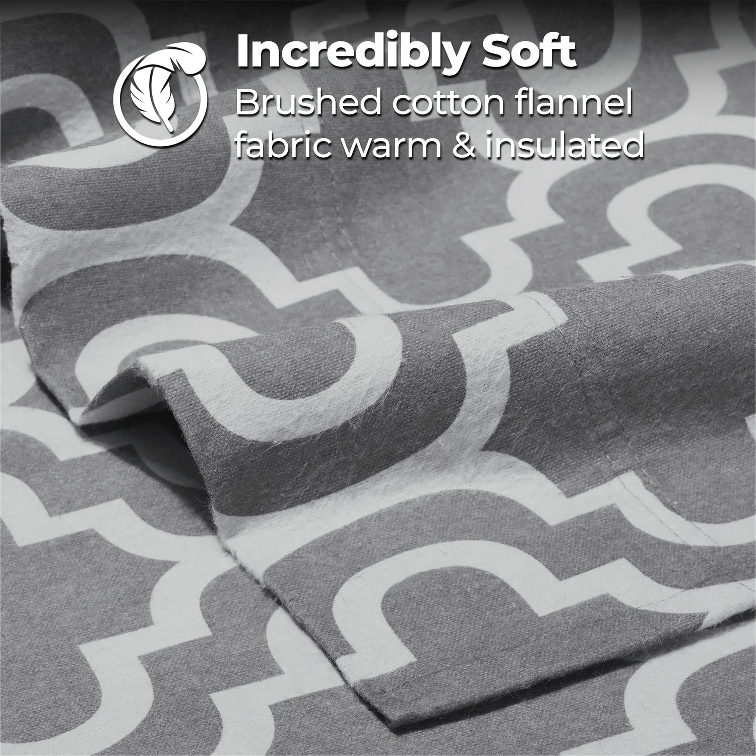 100% Cotton Flannel Bed Sheet Set Trellis Deep Pocket - Sheet Set by Superior Brand