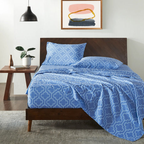 100%-Cotton-Flannel-Bed-Sheet-Set-Trellis-Deep-Pocket-Bed-Sheets