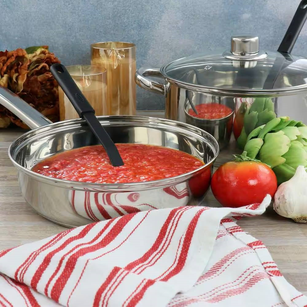 5-Piece Stainless Steel Cookware Set with 4-Qt. Dutch Oven Saucepan and Spatula