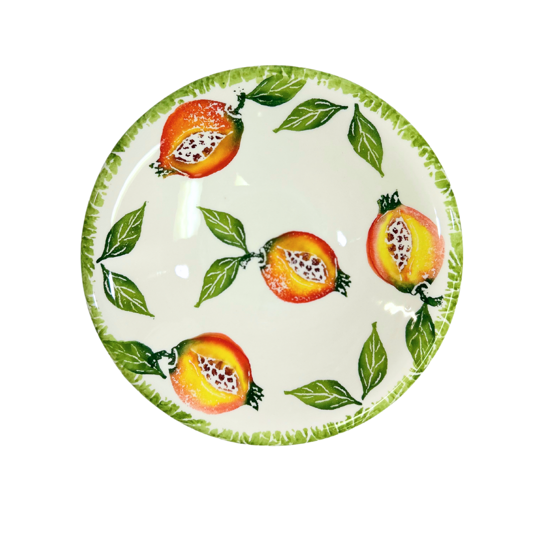Hand Painted Italian Ceramic Flower Bowl Pomegranate
