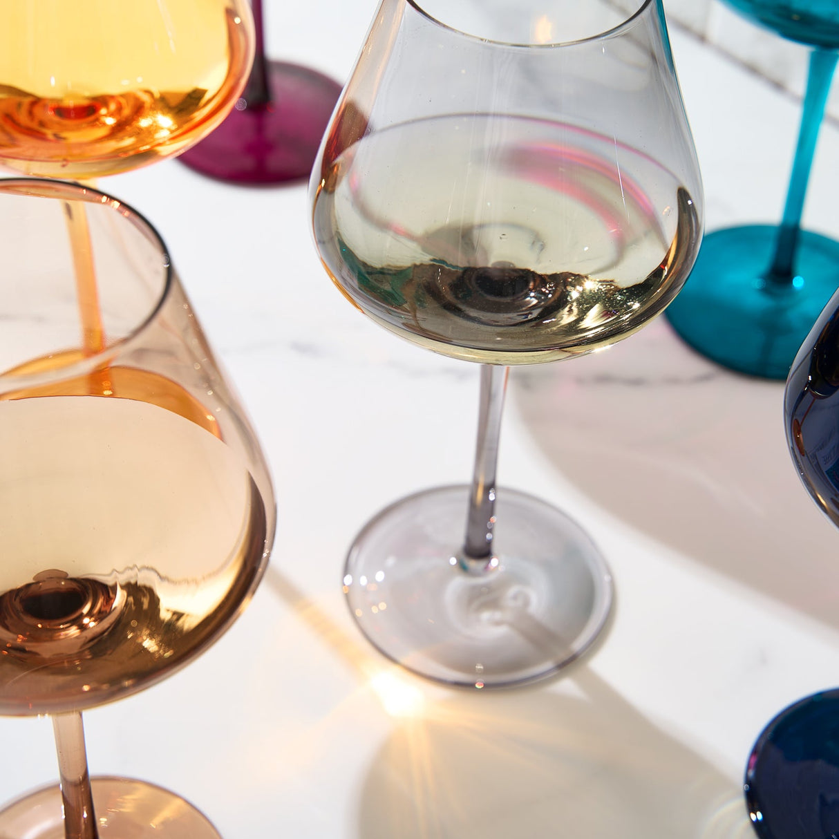 Stagioni Stemmed Wine Glassware, Set of 6, "Autumn"