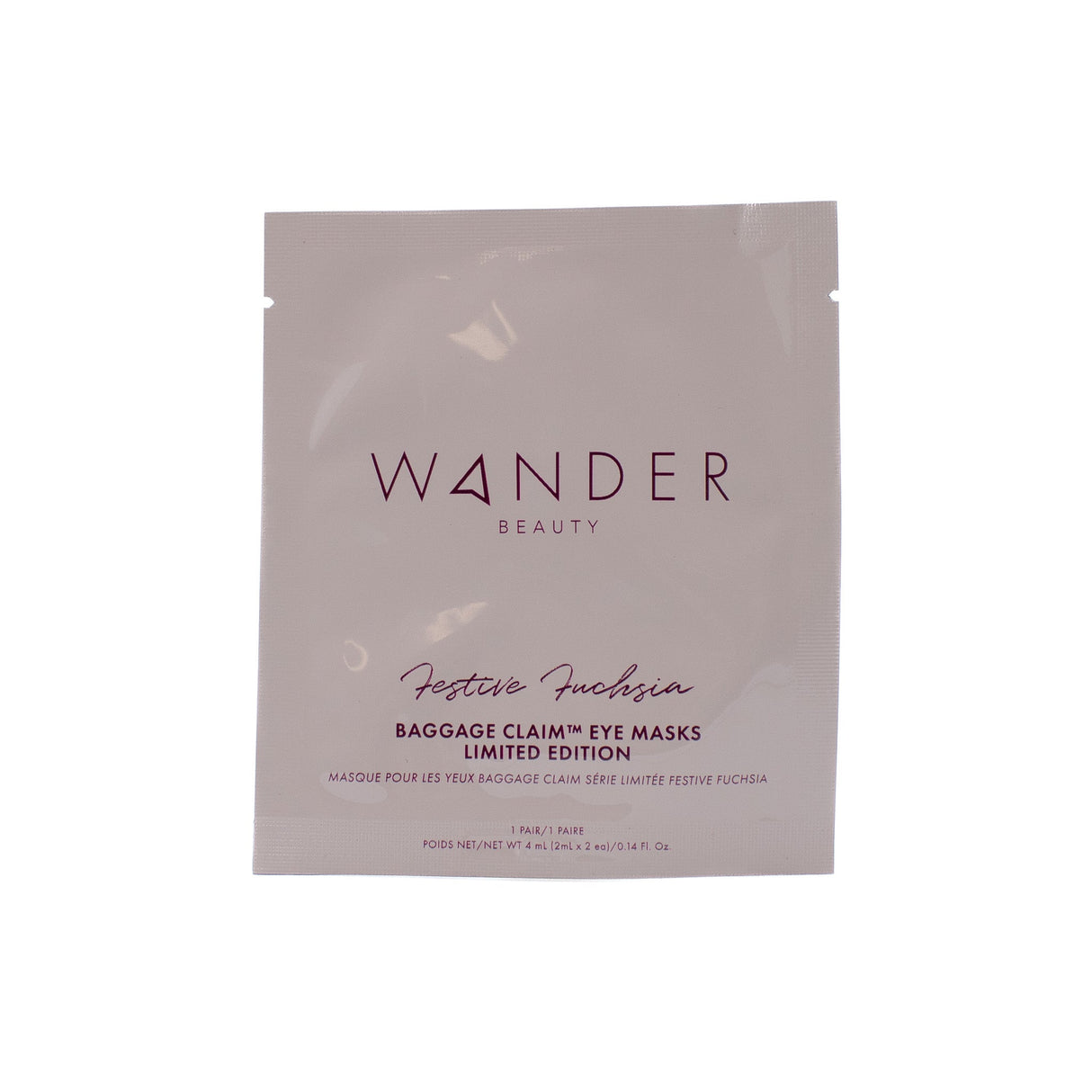 Wander Beauty Baggage Claim Limited-Edition Festive Fuchsia Eye Mask 1 Pair 0.14oz - New