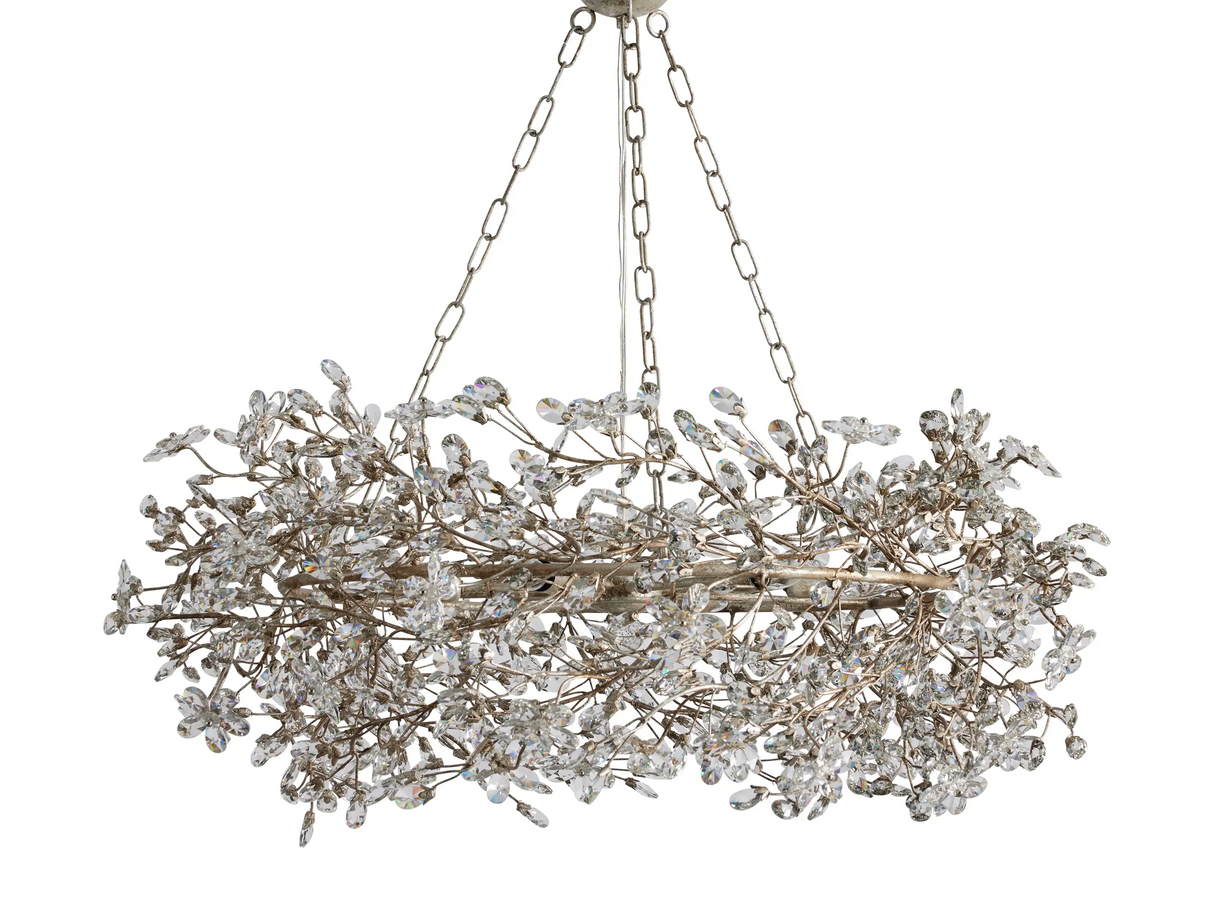 Large Crystal Floral Chandelier Iron Gold Leaf Ceiling Light