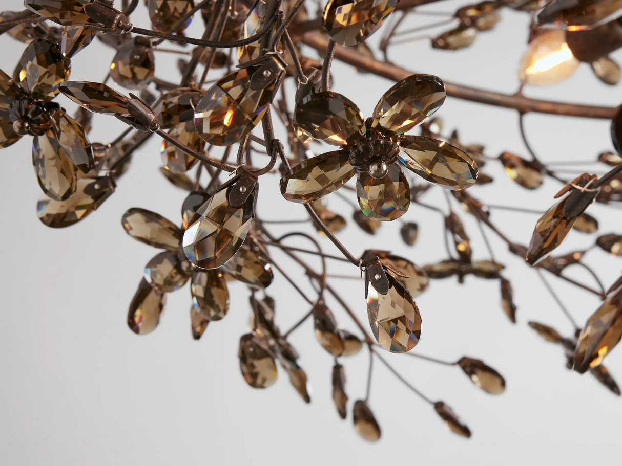 Large Crystal Floral Chandelier Iron Gold Leaf Ceiling Light