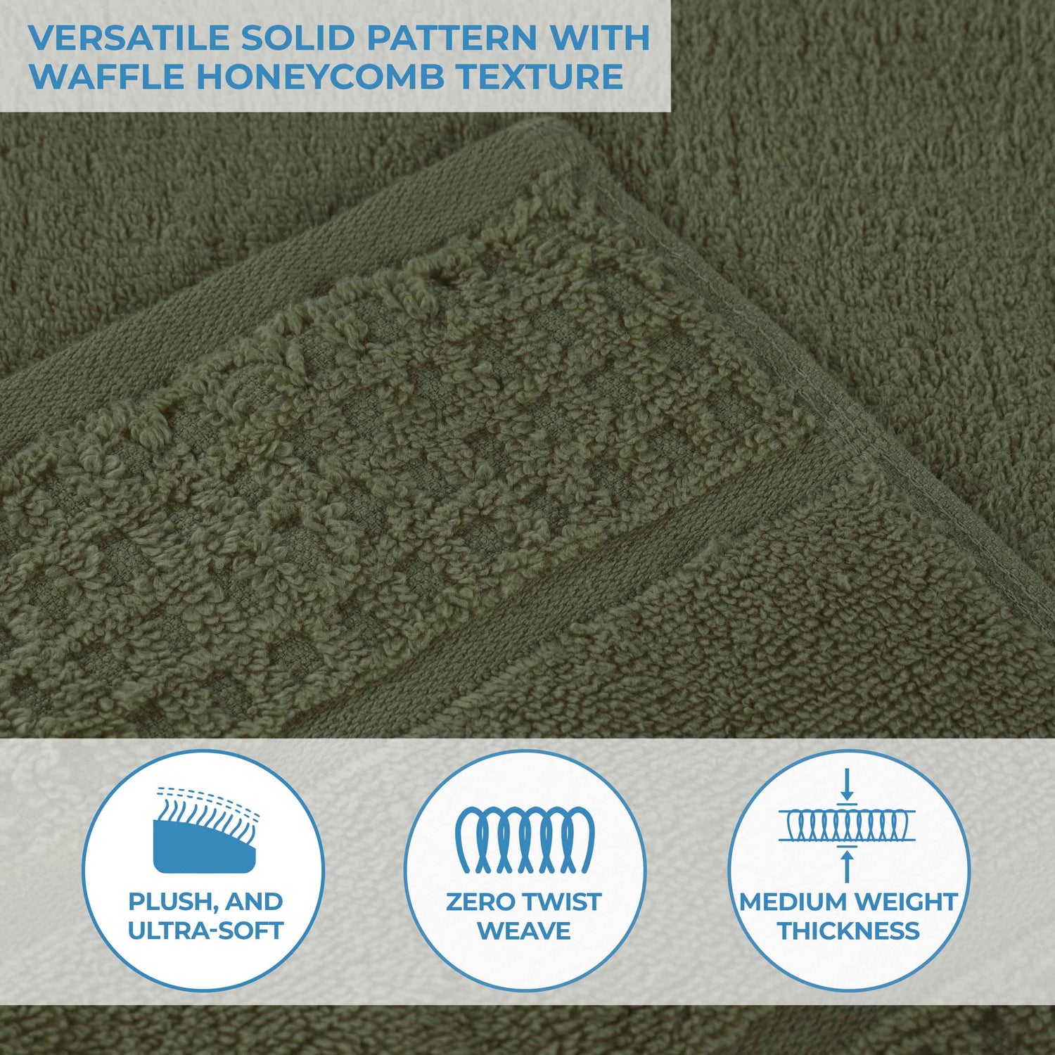 Napa Zero Twist Cotton Solid Waffle Honeycomb Bath Towel Set of 3 - Bath Towel by Superior Brand