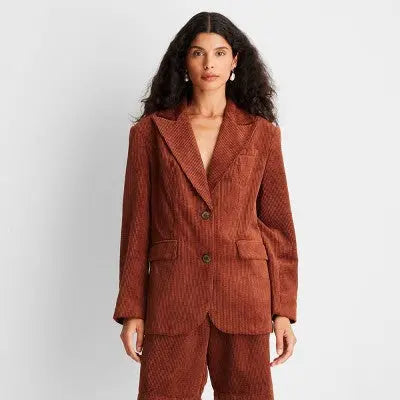 Future Collective With Reese Women's Plus Button Up Corduroy Blazer Jacket