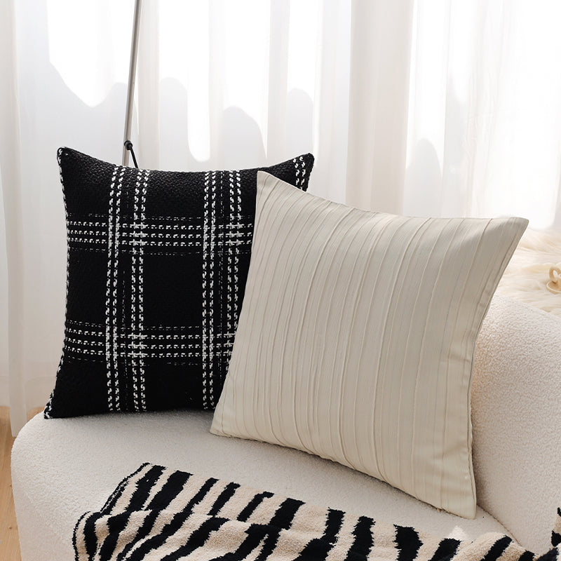 4-Piece Coordinated Pillow Cover & Insert Bundle – Throw Pillow Covers AND Inserts mixed well styles one of each size 18"x18 – Fancy & Stacy