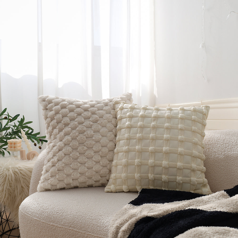 4-Piece Coordinated Pillow Cover & Insert Bundle – Throw Pillow Covers AND Inserts mixed well styles one of each size 18"x18 – Fancy & Stacy
