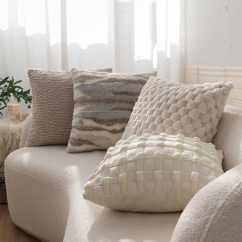 4-Piece Coordinated Pillow Cover & Insert Bundle – Throw Pillow Covers AND Inserts mixed well styles one of each size 18"x18 – Fancy & Stacy