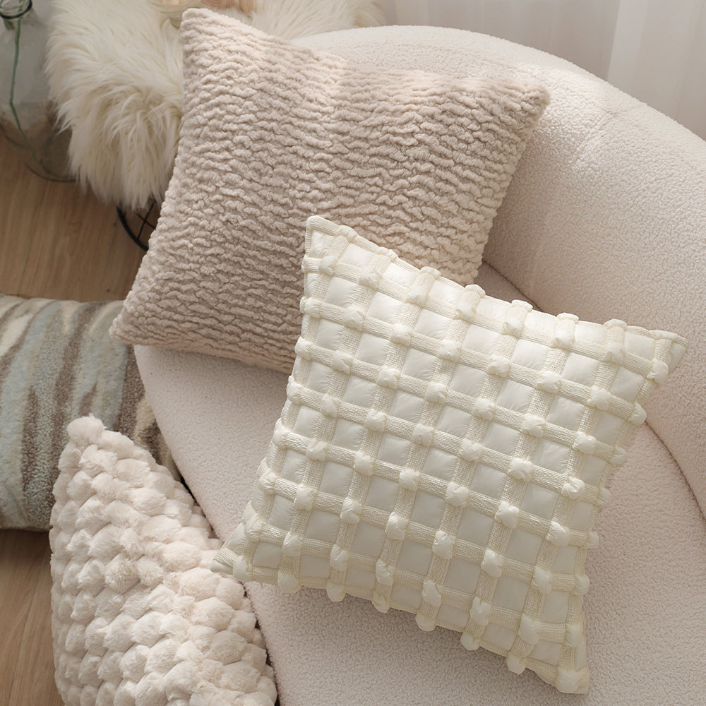 4-Piece Coordinated Pillow Cover & Insert Bundle – Throw Pillow Covers AND Inserts mixed well styles one of each size 18"x18 – Fancy & Stacy