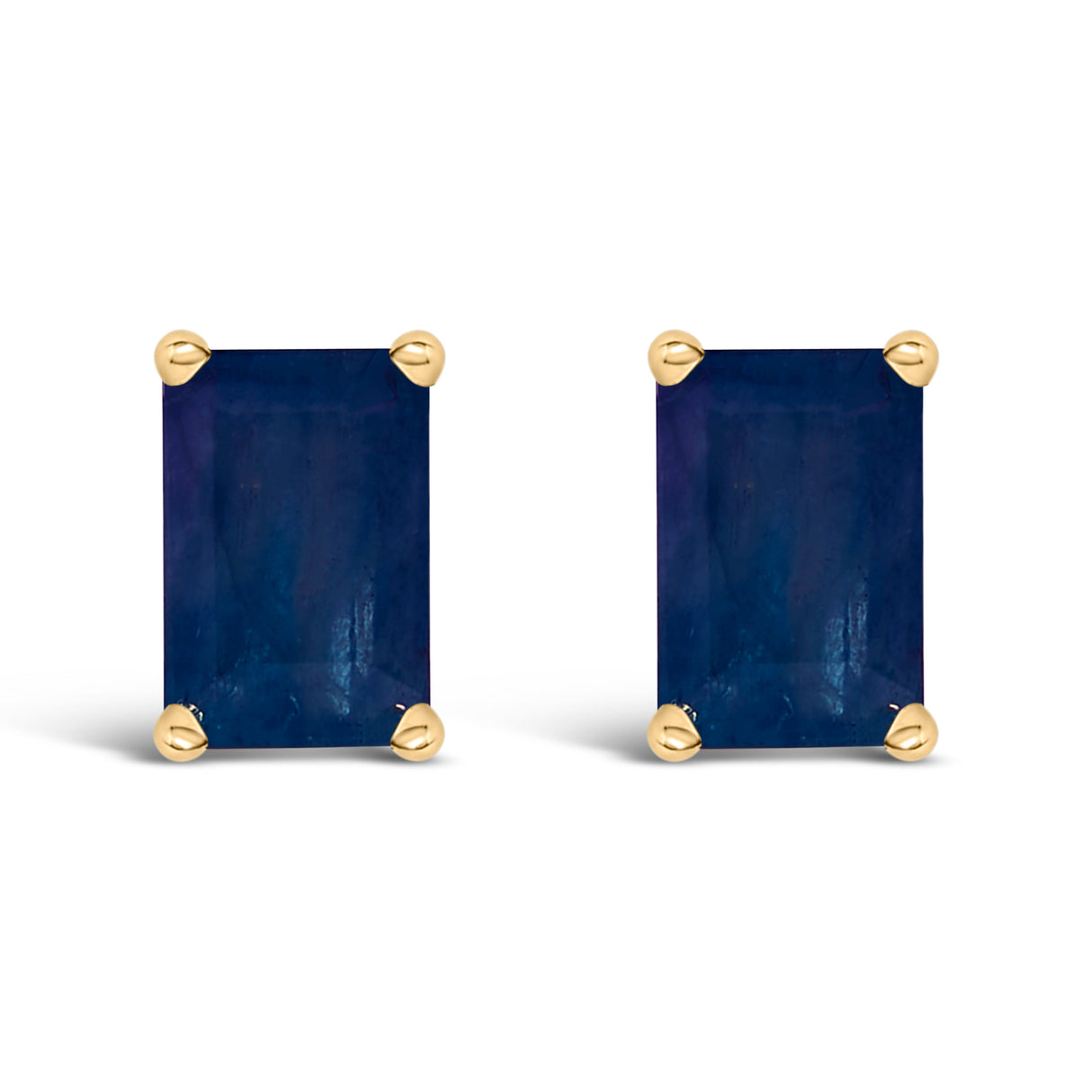 14K White Gold 6x4MM Emerald Shaped Amethyst Solitaire Stud Earrings