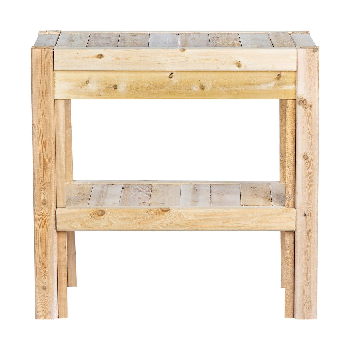 2 Tier Adjustable Cedar Wood Garden Storage Shelves - Made In USA